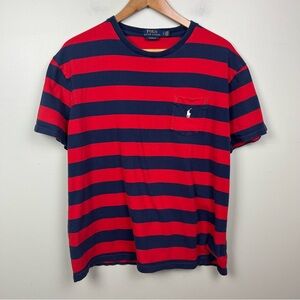 Polo Ralph Lauren Men’s Classic Fit Striped Pocket Tee Navy Red Size L